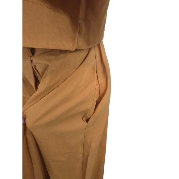 Zanzea Top And Pants Set Womans Large Mustard Yellow Ultra Wide Leg Stretch NWT - Picture 9 of 14